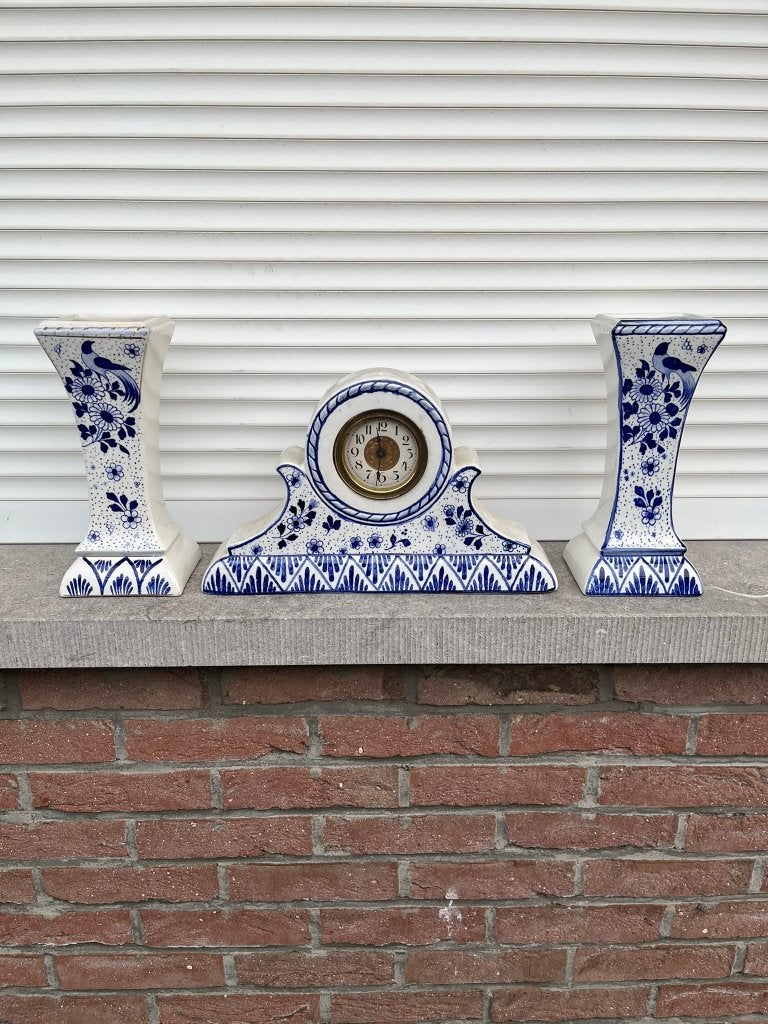 Ensemble d'horloges vintage trois pièces bleu Delft | A.M.C, Antiquités & Art, Enlèvement