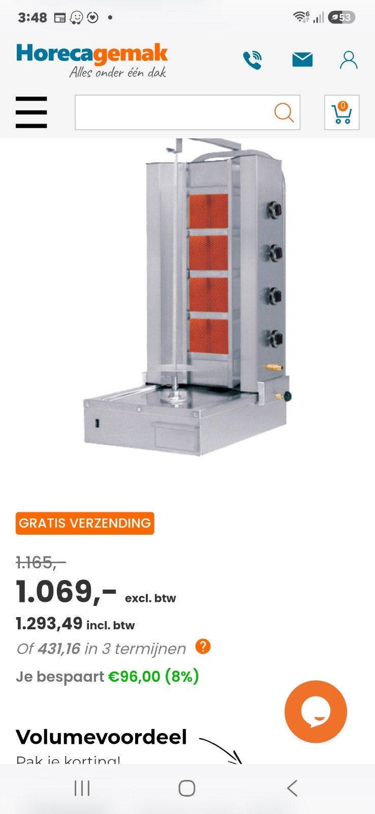 Naomi Grills  Gas Döner | 4 Branders, Zakelijke goederen, Ophalen, Nieuw in verpakking, Fornuis, Frituur en Grillen