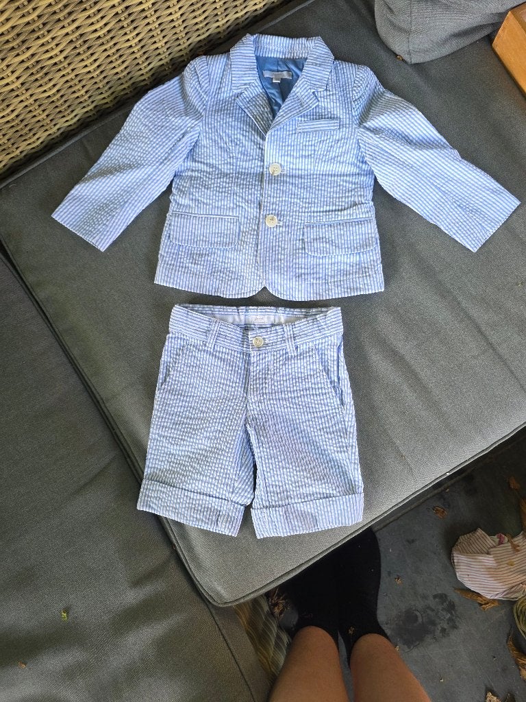 Ensemble de costume de luxe Jacadi Paris Seersucker, Enfants & Bébés, Paquets de vêtements pour enfants, Neuf, Taille 98, Enlèvement ou Envoi