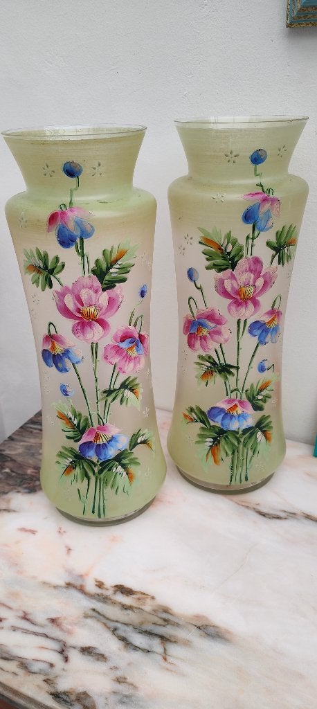 set handbeschilderde vazen van opaline ,, Antiek en Kunst, Ophalen
