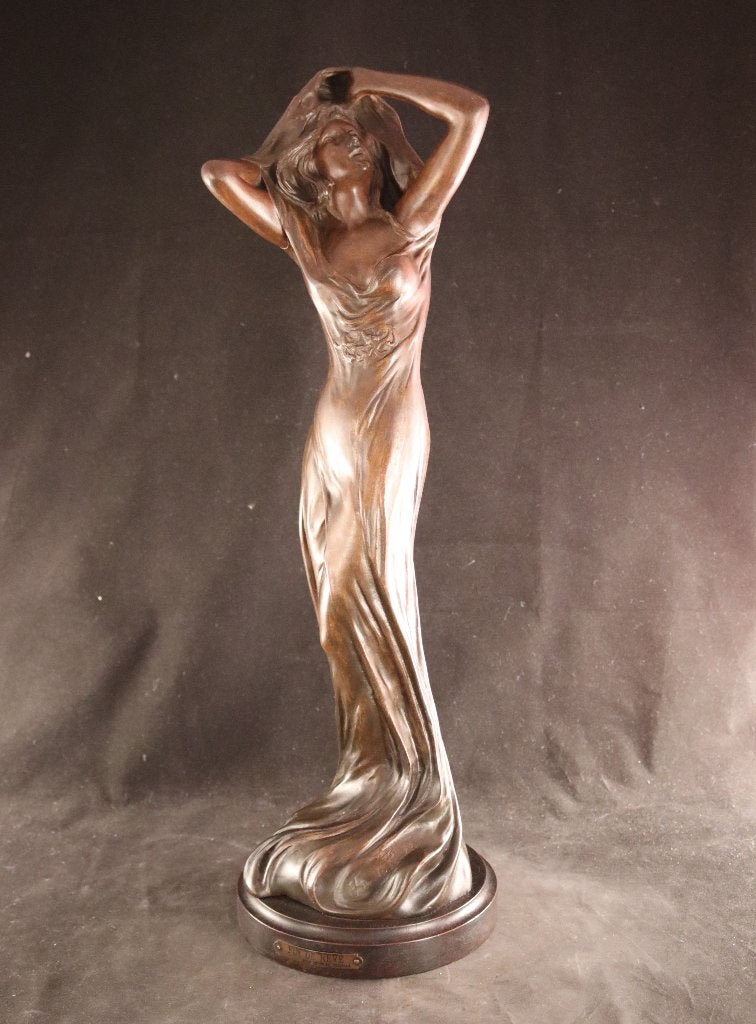 Groot antiek Art Nouveau sculptuur, Antiek en Kunst, Kunst | Beelden en Houtsnijwerken, Art nouveau, Ophalen of Verzenden, Gepatineerd