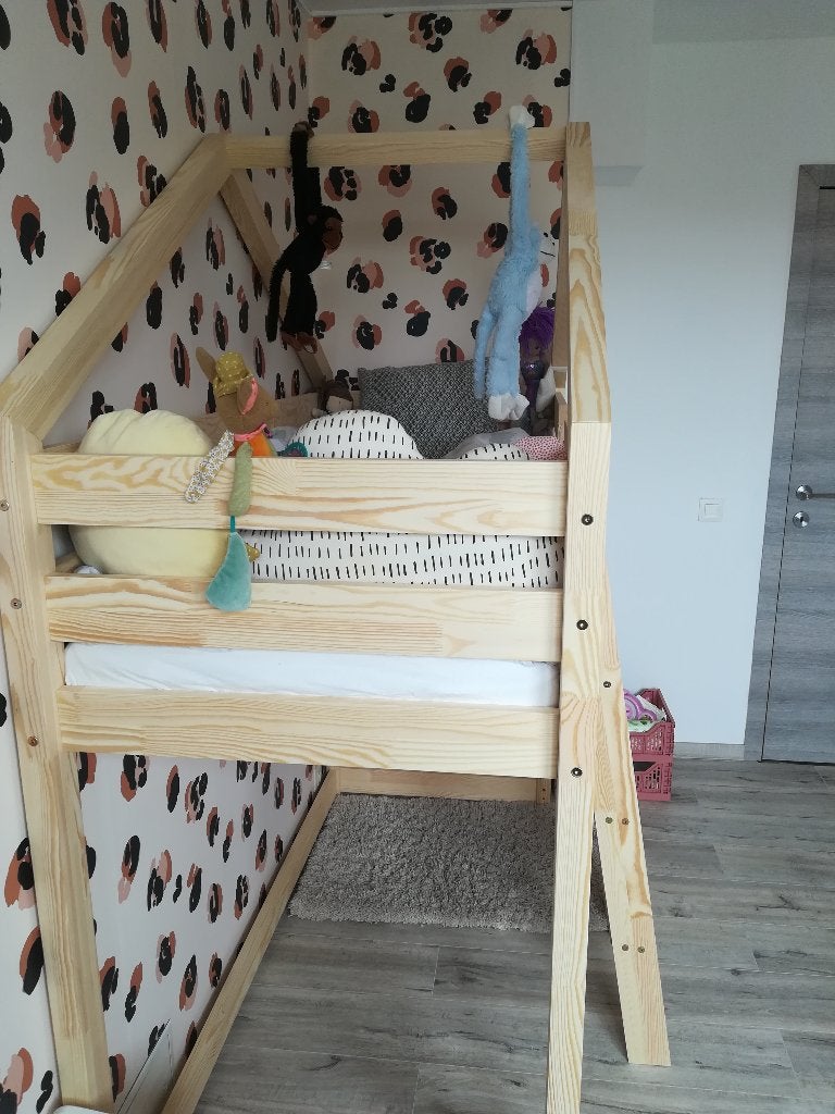 Lit cabane mezzanine Modèle G en bois - 70x160cm - modulable, Enfants & Bébés, Enlèvement, Utilisé, Lit mezzanine