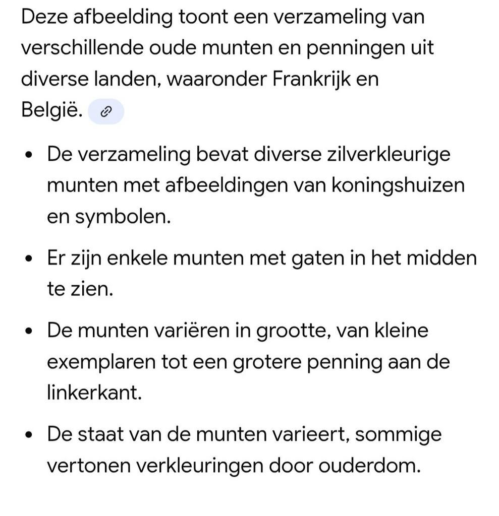 Oude munten te koop uitleg naast de foto