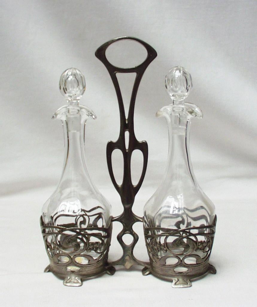 Art Nouveau olie -en azijnstel., Ophalen of Verzenden