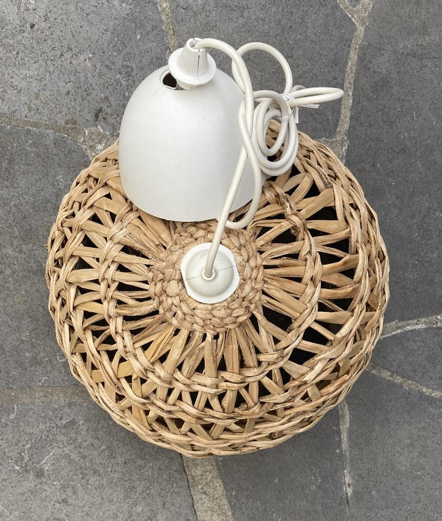 Boho hanglamp van natuurlijk geweven rotan ~38CM, Huis en Inrichting, Ophalen, Gebruikt, Style Rotera / Leran ou similaire, Minder dan 50 cm