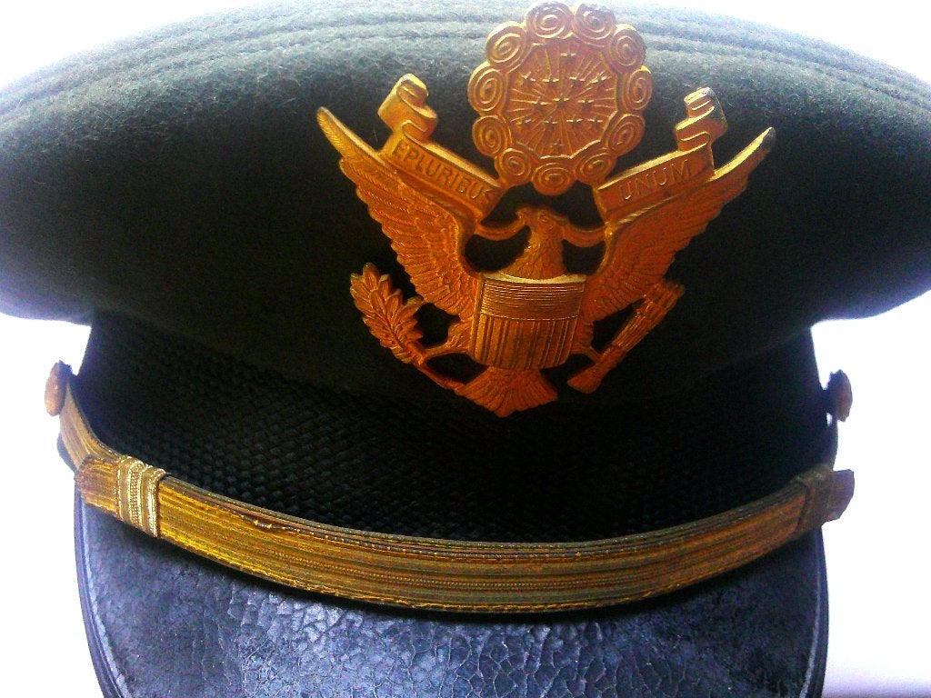 Casquette américaine US service cap en taille US 7,1/4 = 58, Collections, Envoi, Armée de terre, Casque ou Béret