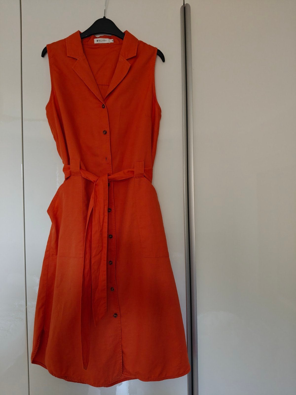 Oranje midi hemdjurk  D'Auvry, Mt 40,   linnen mix, Kleding | Dames, Jurken, Maat 38/40 (M), Oranje, Knielengte, Ophalen