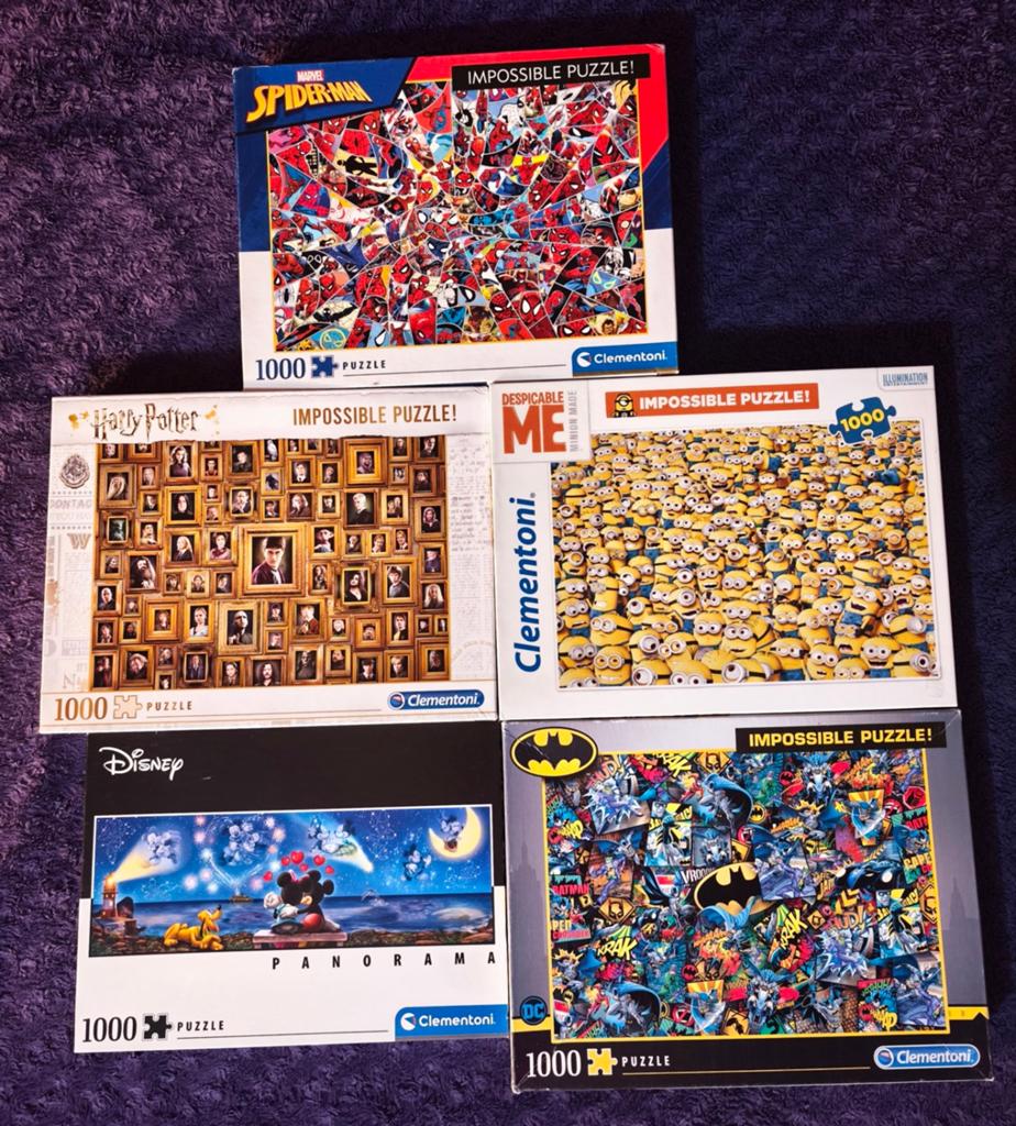 Set van 5 Clementoni Impossible legpuzzels van 1000 stukjes, Ophalen of Verzenden, Legpuzzel