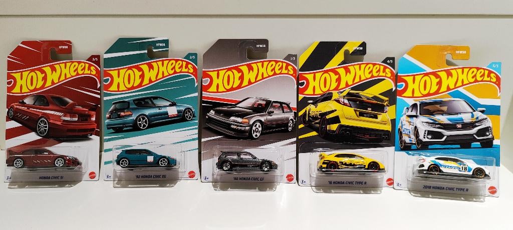 Hot Wheels lot 5x Honda Civic Iconic JDM Legends (2021), Ophalen of Verzenden