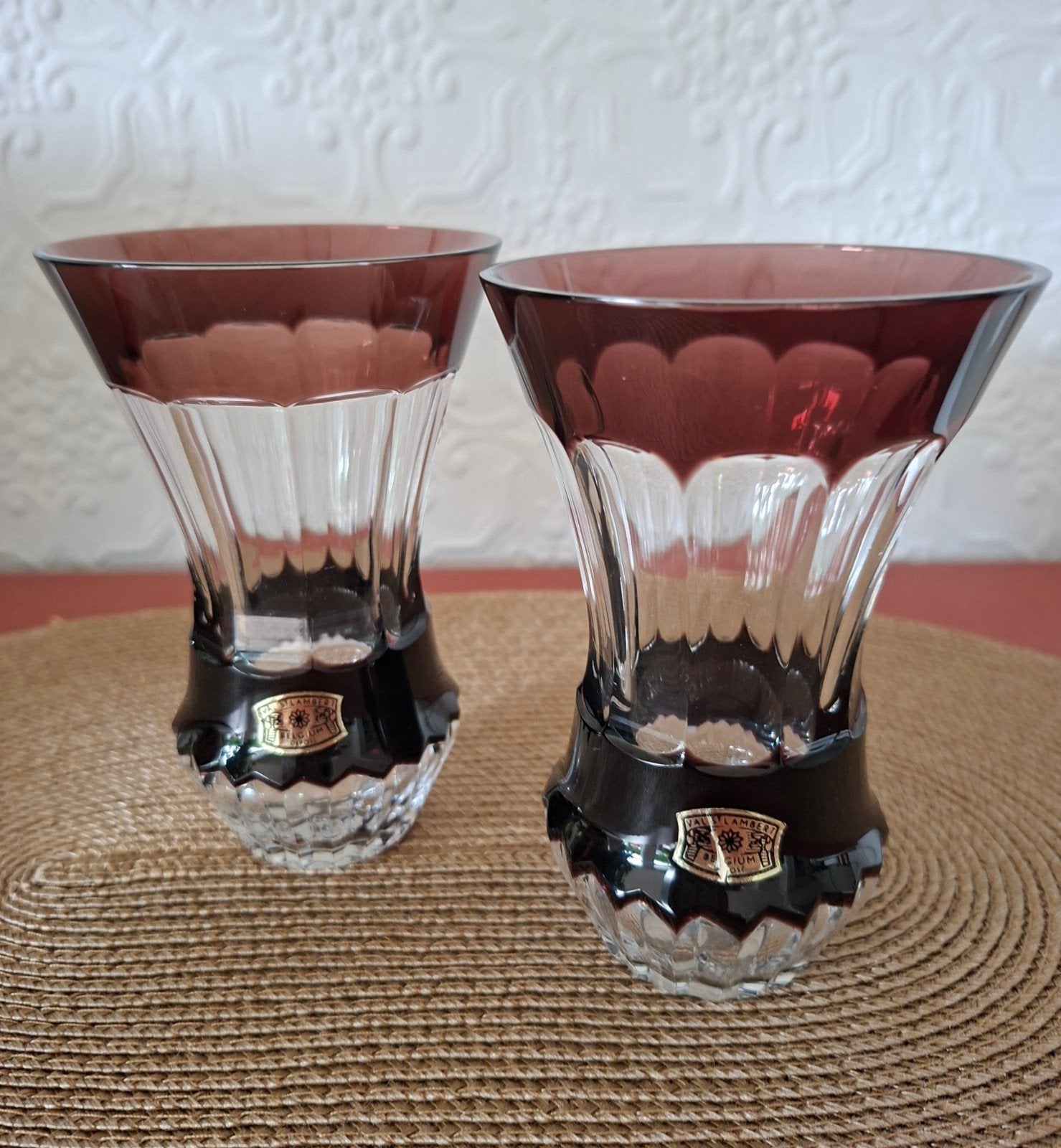 2 vases en cristal soufflé à la bouche VSL, Enlèvement ou Envoi