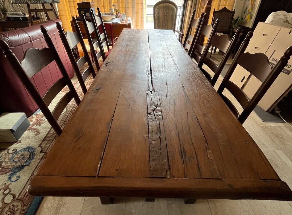 Antieke tafel en 8 stoelen, Enlèvement