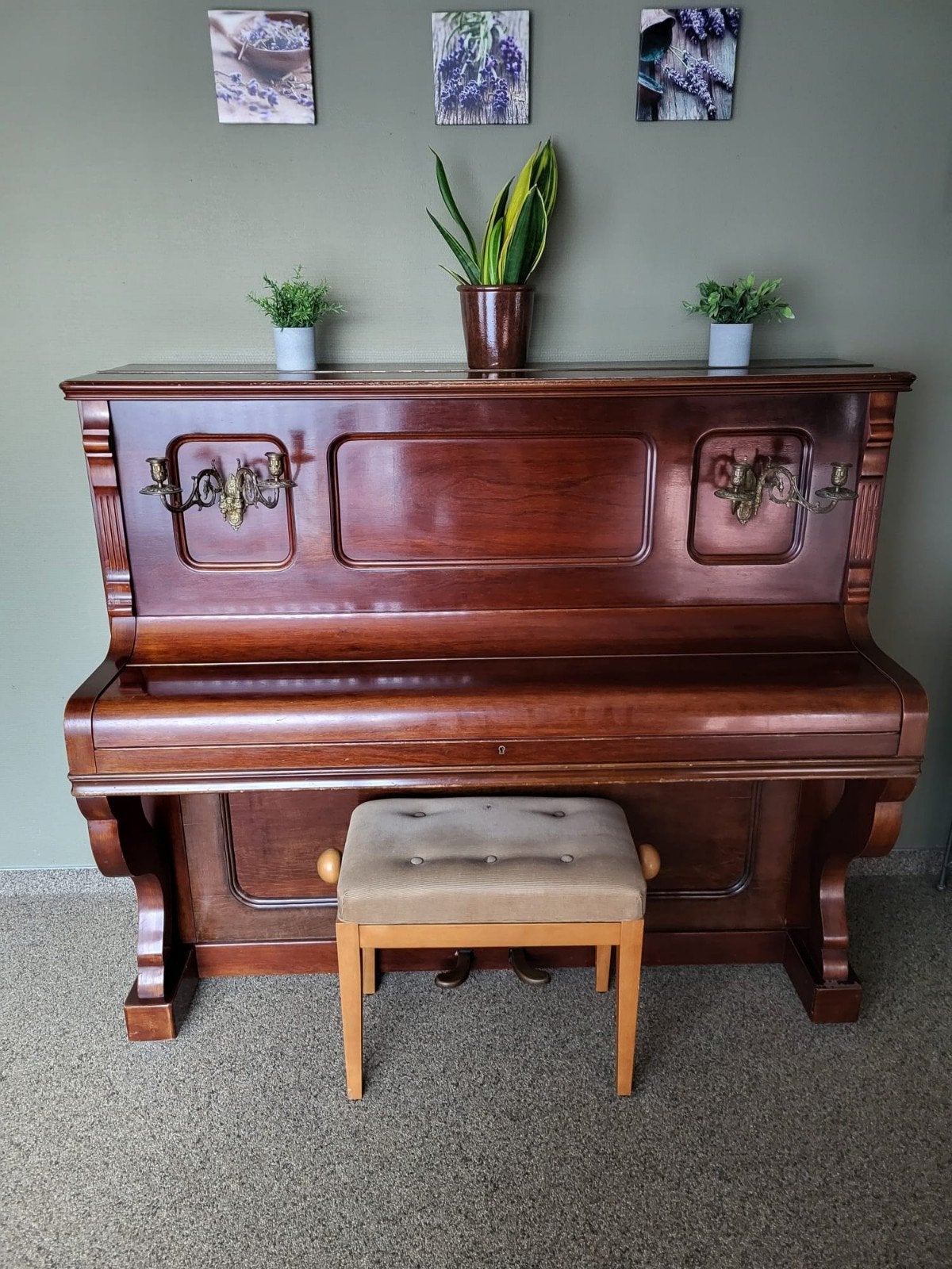 Piano inclusief stoel, Muziek en Instrumenten, Ophalen, Gebruikt, Bruin, Piano