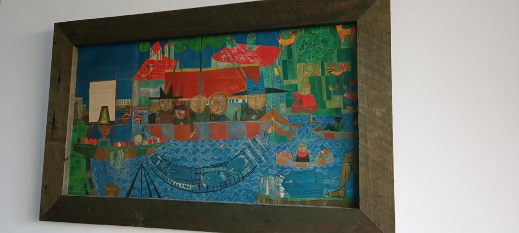 Hundertwasser houtprint, Antiek en Kunst, Ophalen