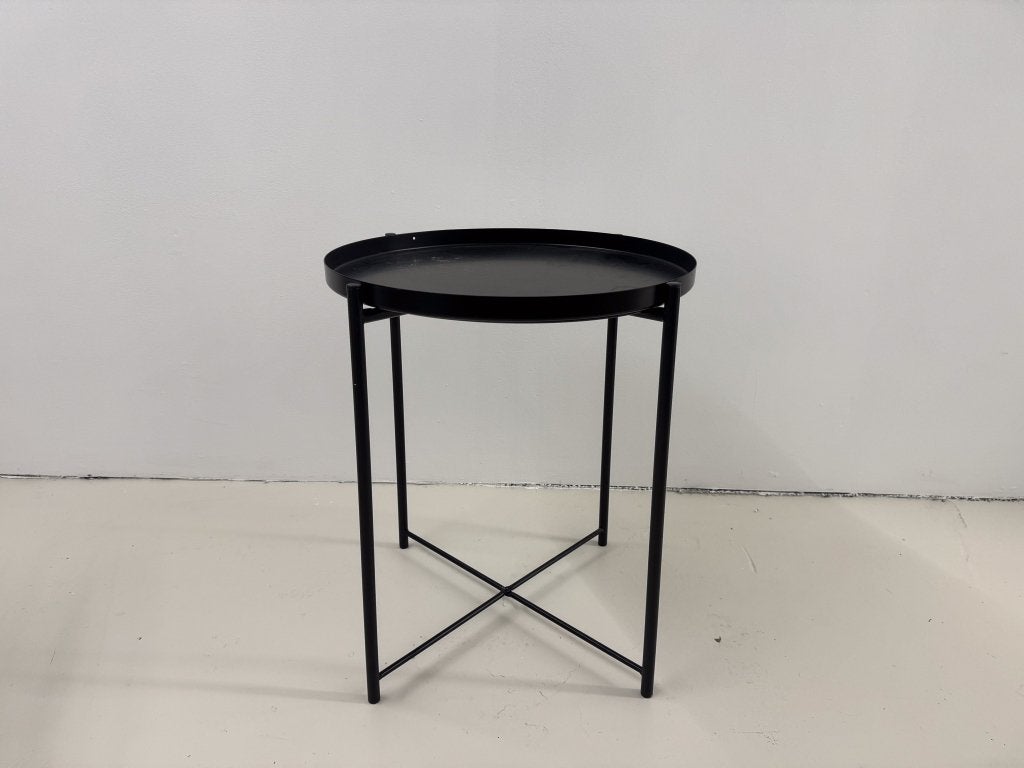 Table avec plateau rond noire ikea, Maison & Meubles, 50 – 75, Rond, Comme neuf, Enlèvement