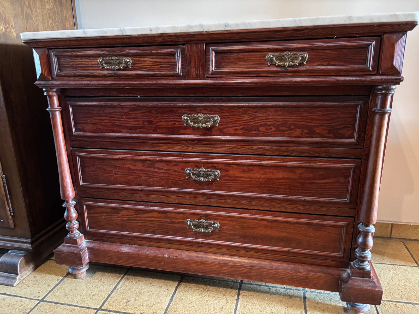 Antieke laden kast met marmeren blad, Ophalen