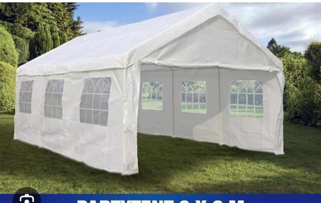 2 volledig uitgeruste, stevige witte partytenten (3mx6m), Tuin en Terras, Partytenten, Ophalen, Partytent, Minder dan 4 meter