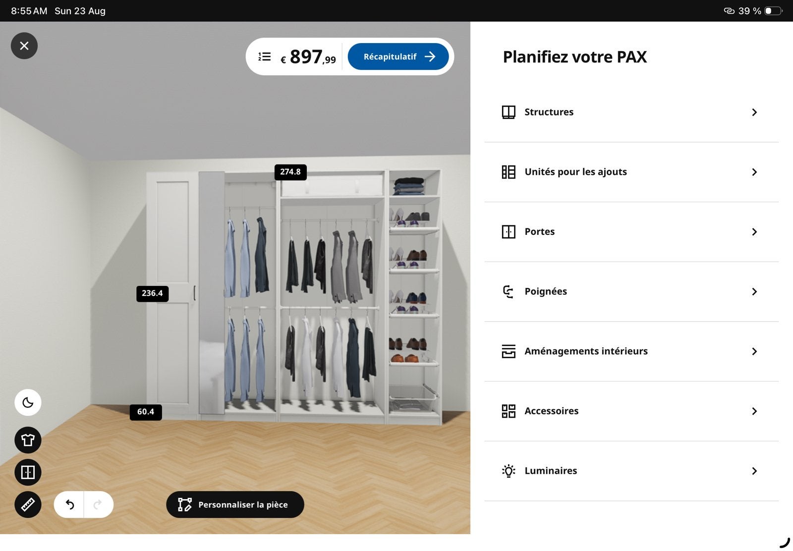 Armoire IKEA Pax 275x58x236, Enlèvement, Utilisé, 110 cm ou plus, 100 cm ou plus
