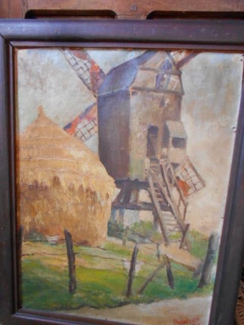 molen, olie  op paneel, schilderij jozef hoemaeker, Ophalen of Verzenden
