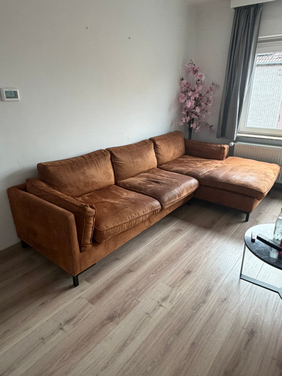 Cognac zetel met lounge, Ophalen, Gebruikt, Overige materialen