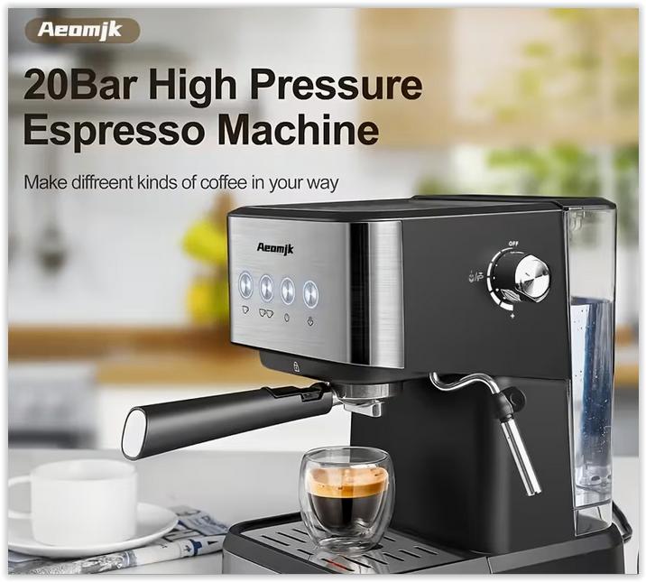 Machine à expresso semi-automatique italienne Aeomj, Electroménager, Neuf, Machine à espresso, Réservoir d'eau amovible, 2 à 4 tasses