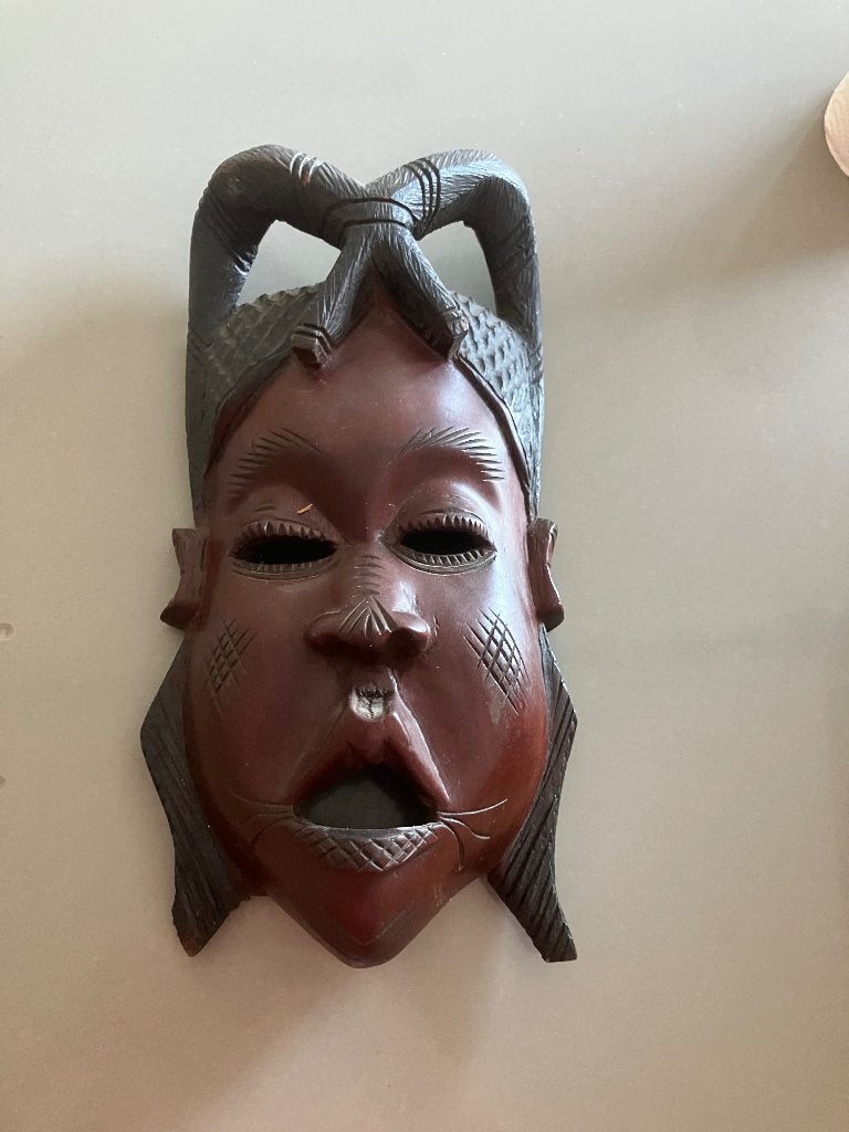 Afrikaans masker, Afrique, Enlèvement ou Envoi, Brun, 39 cm