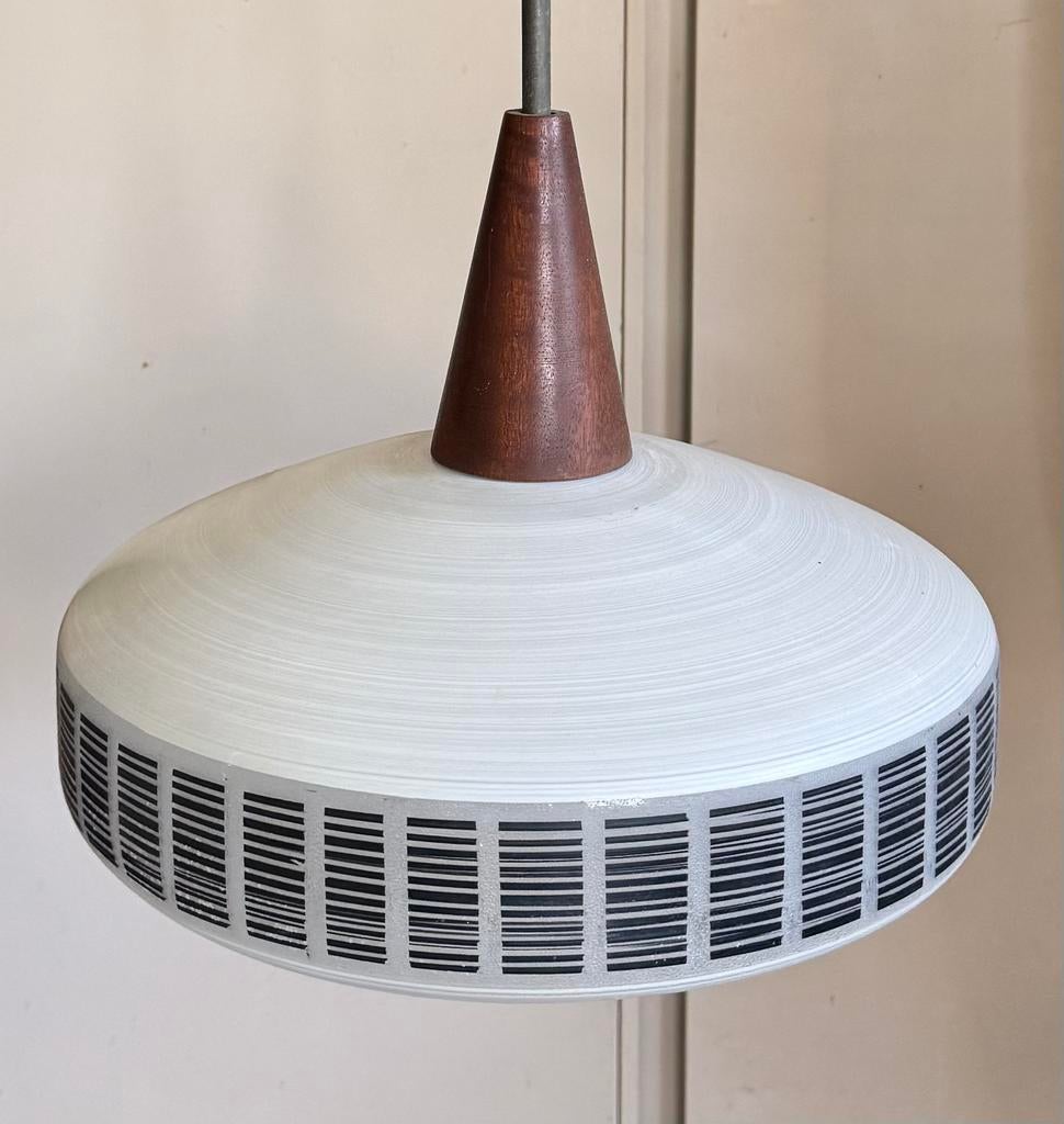 Vintage jaren 60 hanglamp, Ophalen, Zo goed als nieuw, Glas