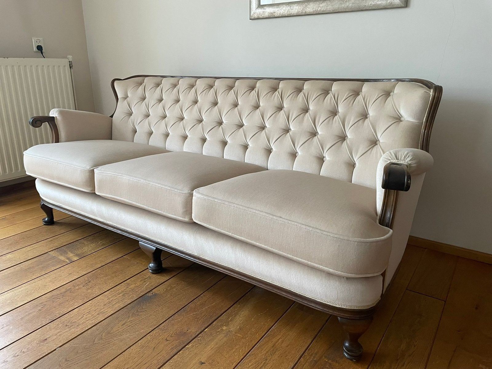 Nieuw zetel crème velours mohair, barok, vintage, louis XV,