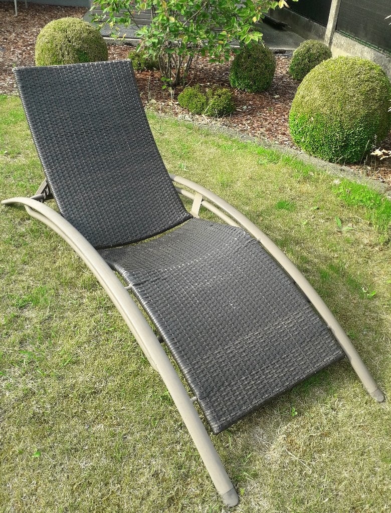 wicker ligstoel aluminium bruin - verstelbaar, Ophalen, Gebruikt, Aluminium, Verstelbaar