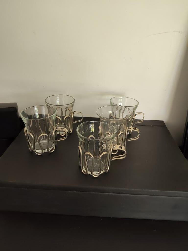 Verzilverde Theeglaasjes, Verzamelen, Glas en Drinkglazen, Ophalen