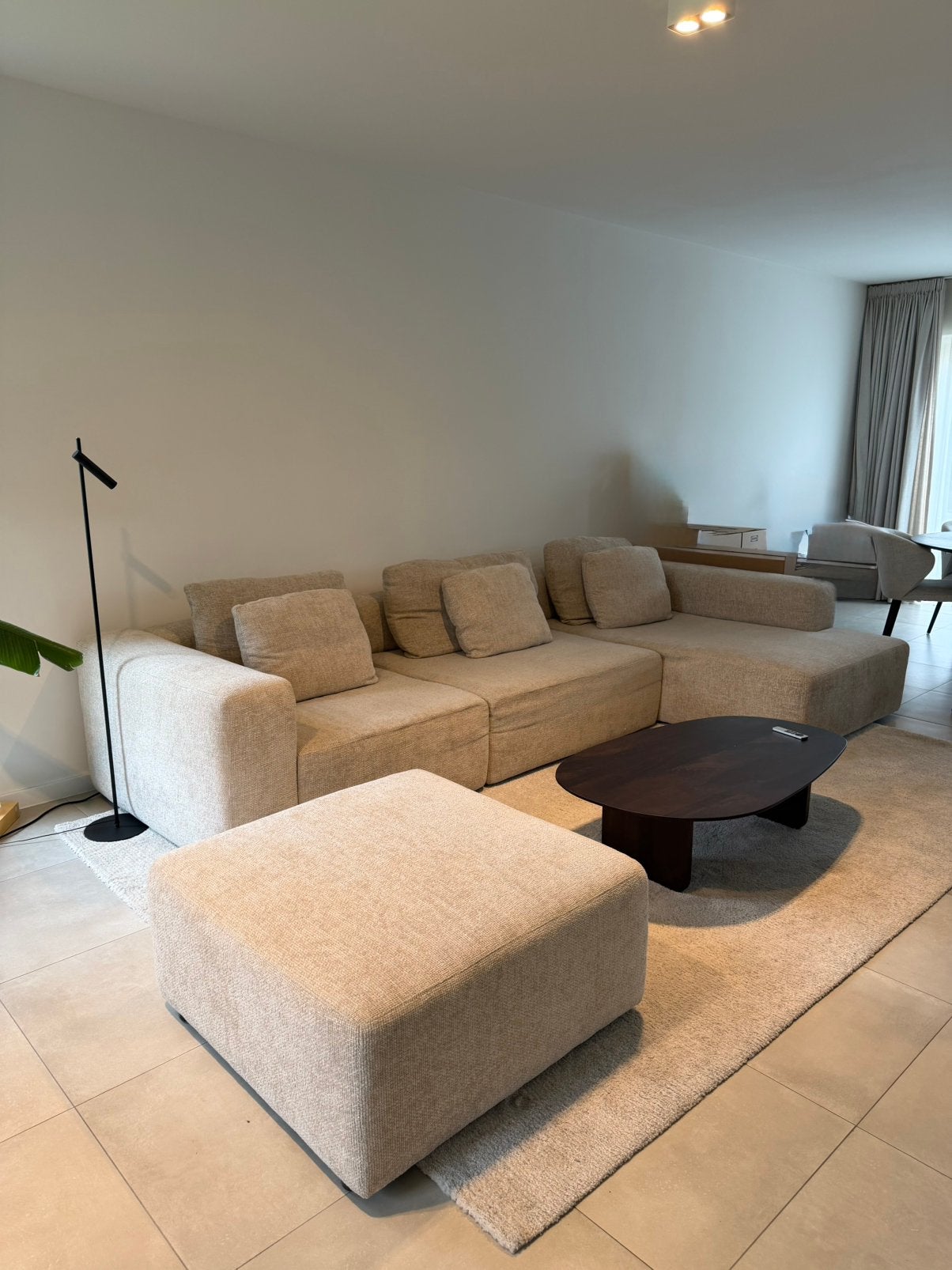 Zetel greige stof 360cm, Maison & Meubles, Enlèvement, Comme neuf, Tissus