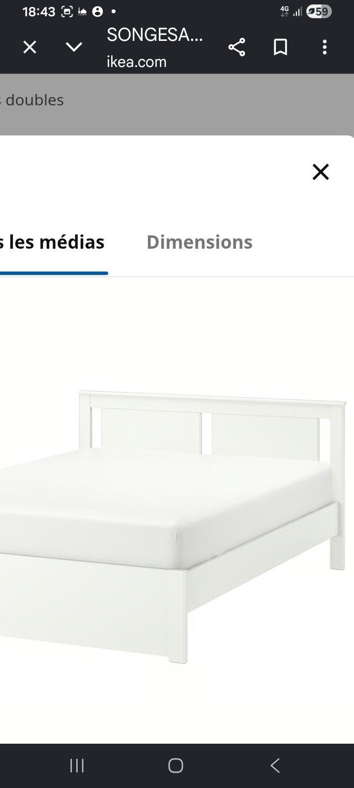Lit ikea avec matelas., Maison & Meubles, Chambre à coucher | Lits, Enlèvement, 200 cm