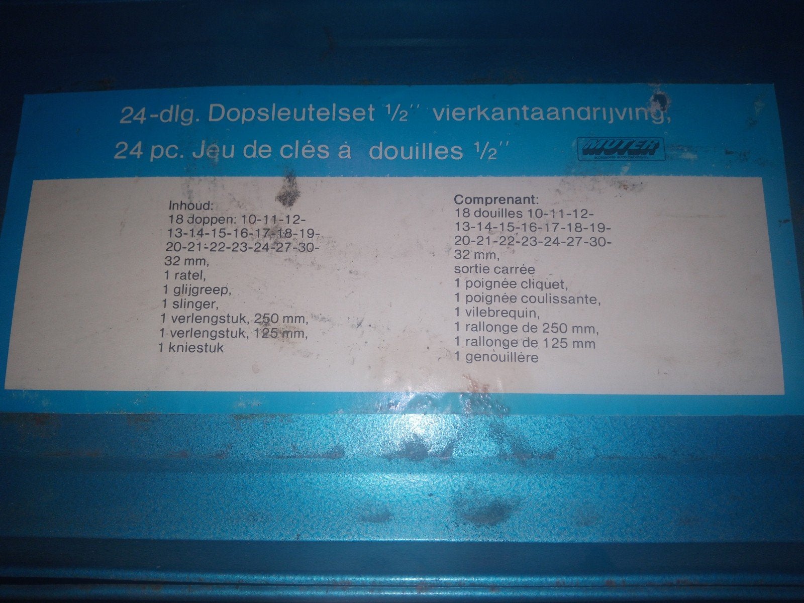 22-dlg. Dopsleutelset 1/2" vierkantaandrijving MUTER

22-del, Ophalen