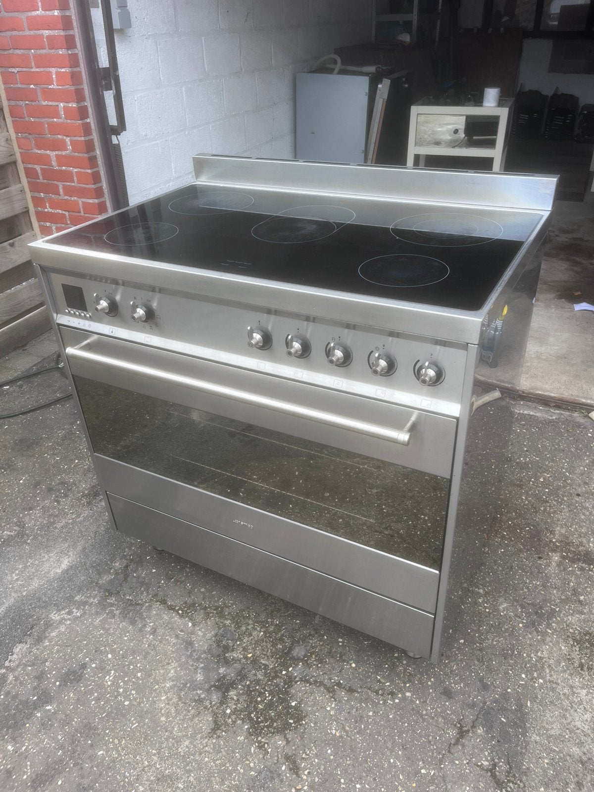 Smeg CE9CMX – keramisch kookplaat 90 cm + dampkap whirlpool, Elektronische apparatuur, Ophalen, Zo goed als nieuw, Vrijstaand