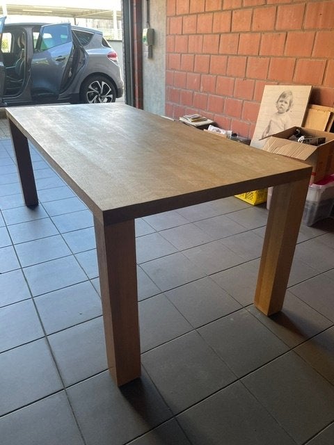 tafel uit volle eik, Huis en Inrichting, Tafels | Eettafels, Ophalen, Gebruikt, Eikenhout, 200 cm of meer