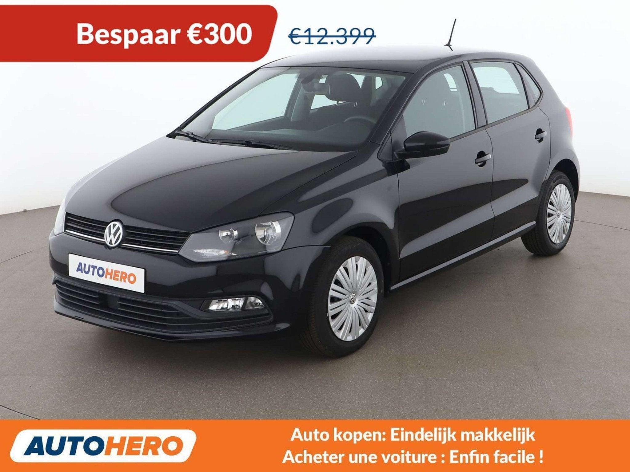 Volkswagen Polo 1.2 TSI Advance BlueMotion Tech (bj 2017), Auto's, Stof, Zwart, 109 g/km, Overige brandstoffen