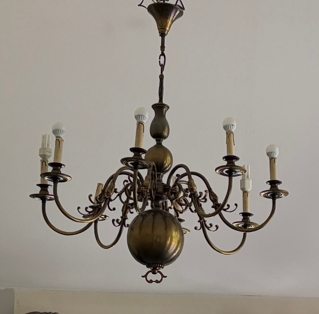 Grote klassieke Vlaamse kroonluchter – 8 lichtpunten, Maison & Meubles, Klassiek, Enlèvement, Utilisé, E14 (petit)