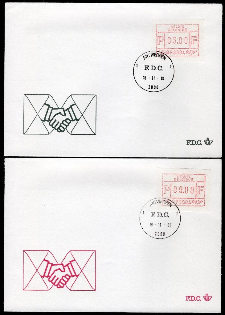 (B) ATM4 FDC Envelop 1981 - Set 6-9-14-59 BEF, Verzenden, Gestempeld, 1e dag stempel