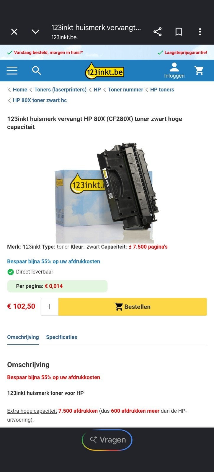 Cartouche d'encre laserjet HP 80X/CF208X, Enlèvement, Cartridge