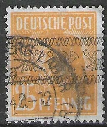 Allemagne A.A.S. 1947 - Yvert 41 - Deutsche Post - 25 p (ST), Timbres & Monnaies, Timbres | Europe | Allemagne, Envoi, Affranchi