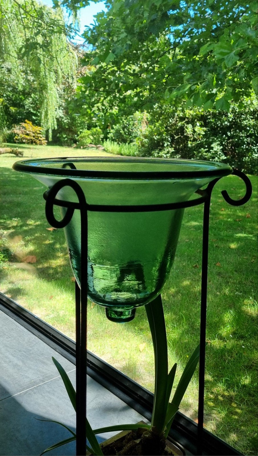 Pot de fleurs en verre pour plantes suspendues avec support, Jardin & Terrasse, Enlèvement, Comme neuf, Autres matériaux, Intérieur