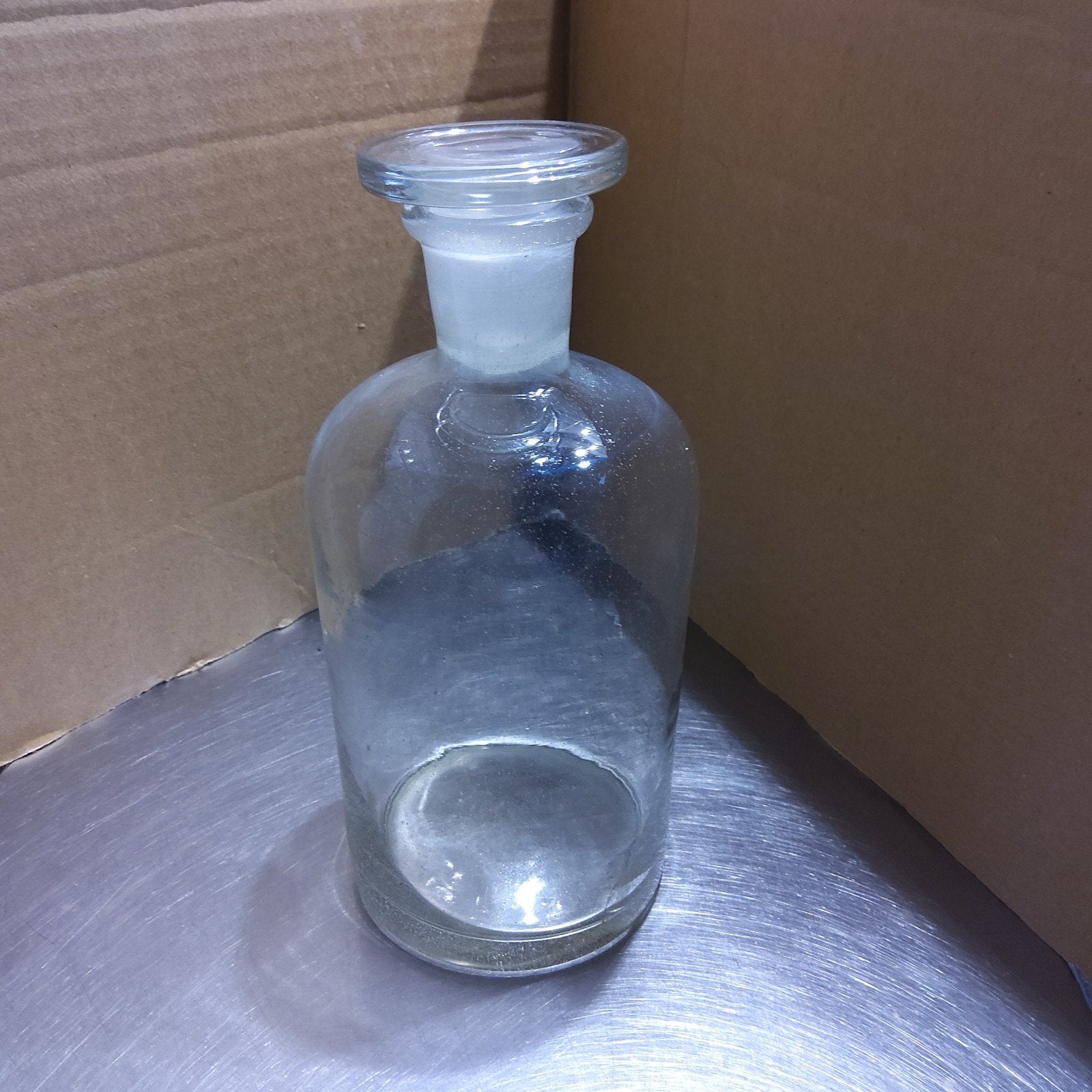 Vintage labofles met glazen stop., Ophalen of Verzenden