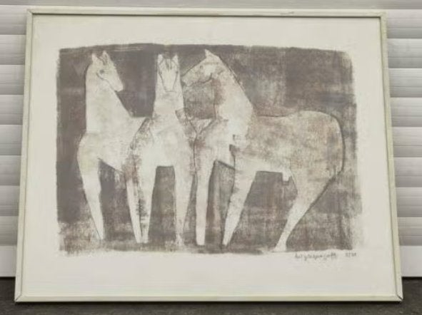 lithographie chevaux signe, Antiquités & Art, Enlèvement ou Envoi, Lithographie
