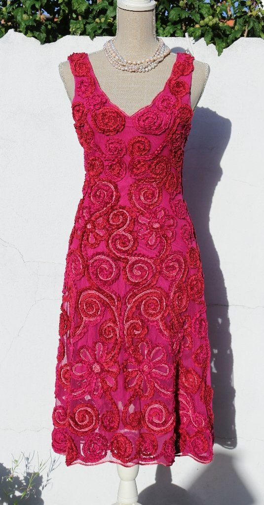 Prachtige donkerroze jurk - Hunza - Maat L, Kleding | Dames, Maat 38/40 (M), Ophalen of Verzenden, Zo goed als nieuw, Roze
