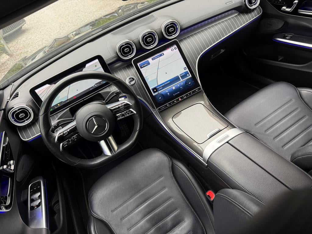Mercedes C300e Plugin AMG Black Pack Pano Sfeer Burmest 2022, Auto's, Mercedes-Benz, Automaat, Zwart, Leder, Bedrijf