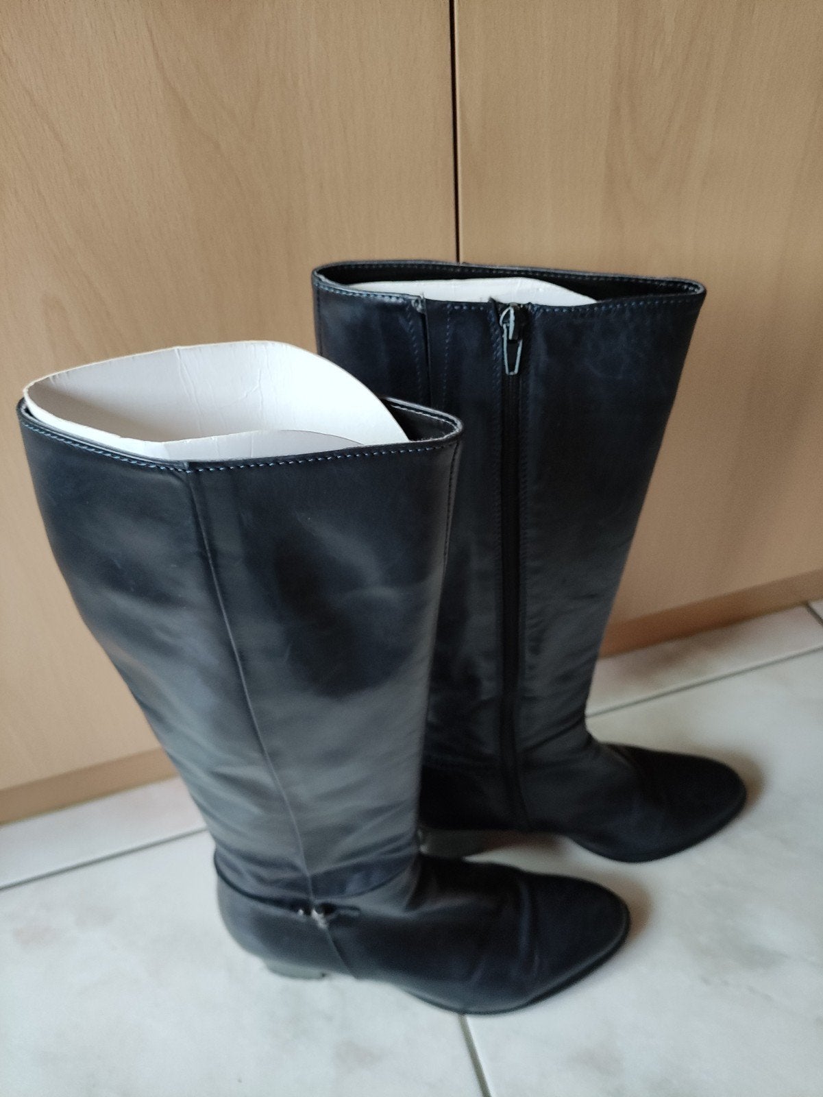 bottes pour femmes, Enlèvement, Porté, Bleu, Bottes hautes