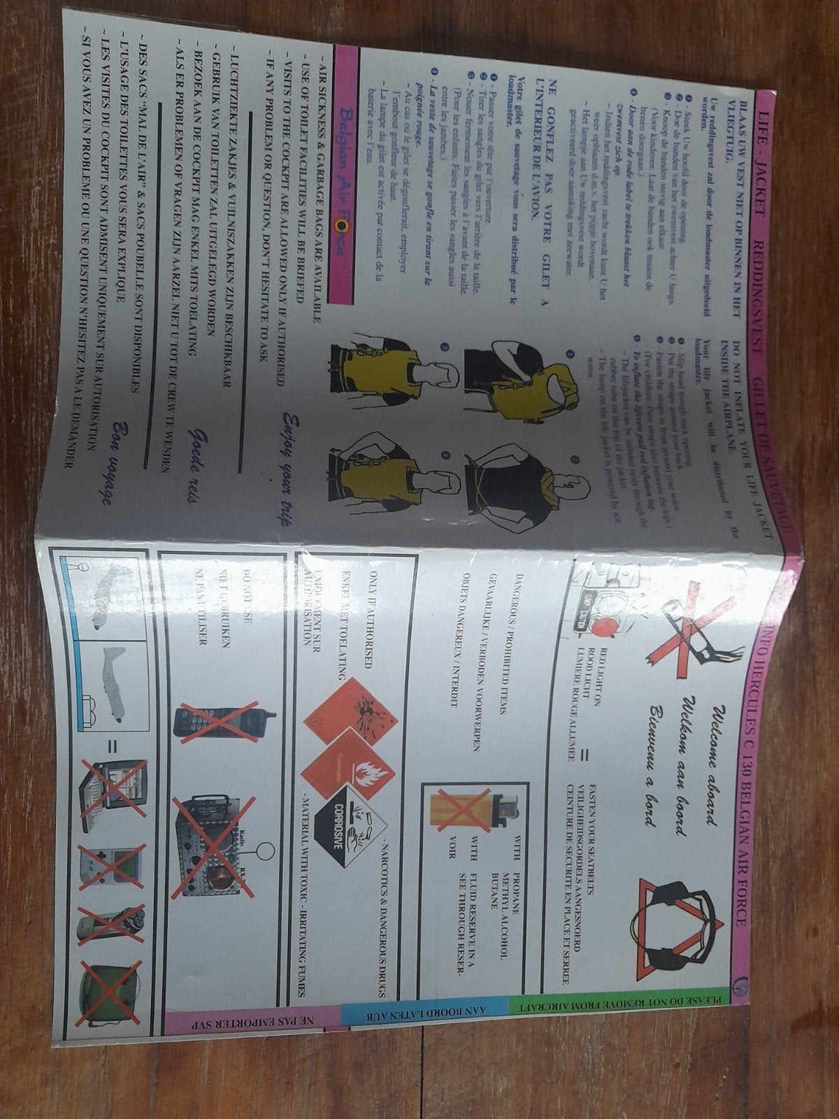 SAFETY CARD C130 Hercules 15Wing, Ophalen of Verzenden, Gebruikt, Kaart, Foto of Prent