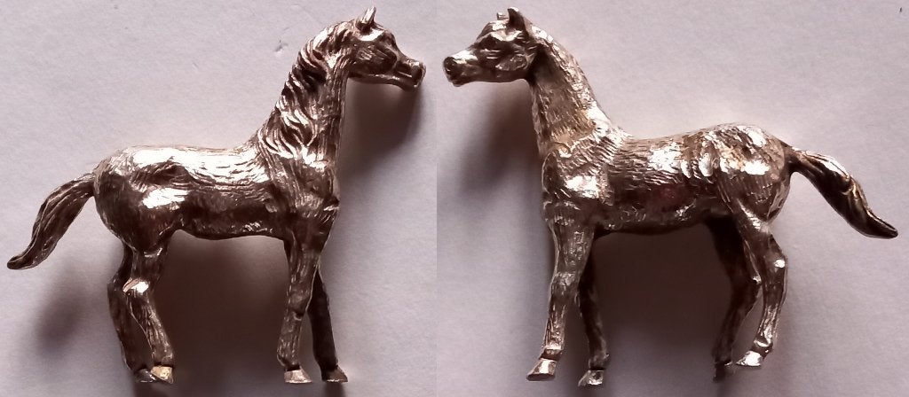 Zilverkleurig koperen paard (9 cm x 8 cm), Antiek en Kunst, Ophalen of Verzenden
