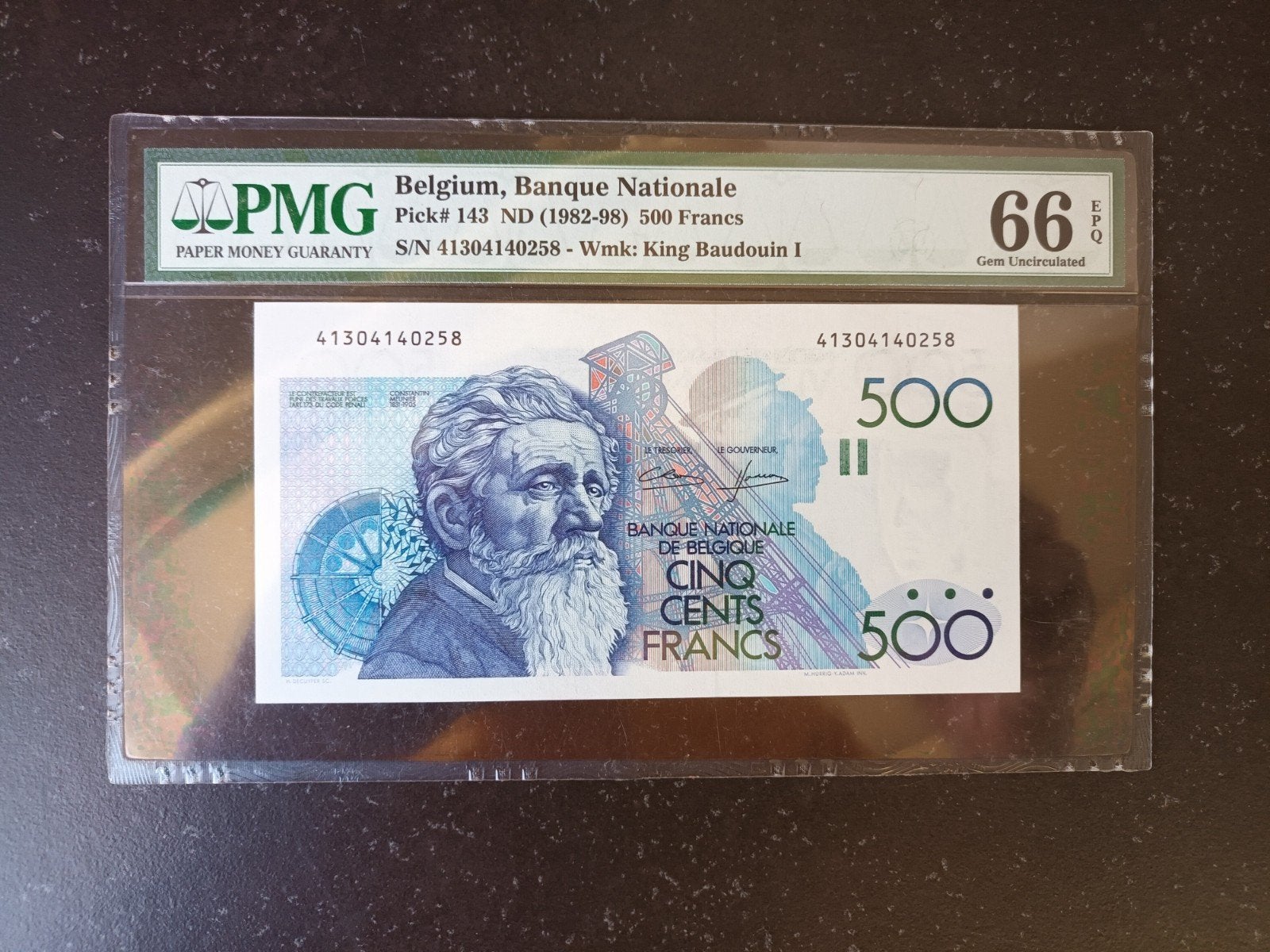 500 francs Meunier 1985 PMG 66EPQ de qualité supérieure !, Enlèvement ou Envoi, Billets en vrac