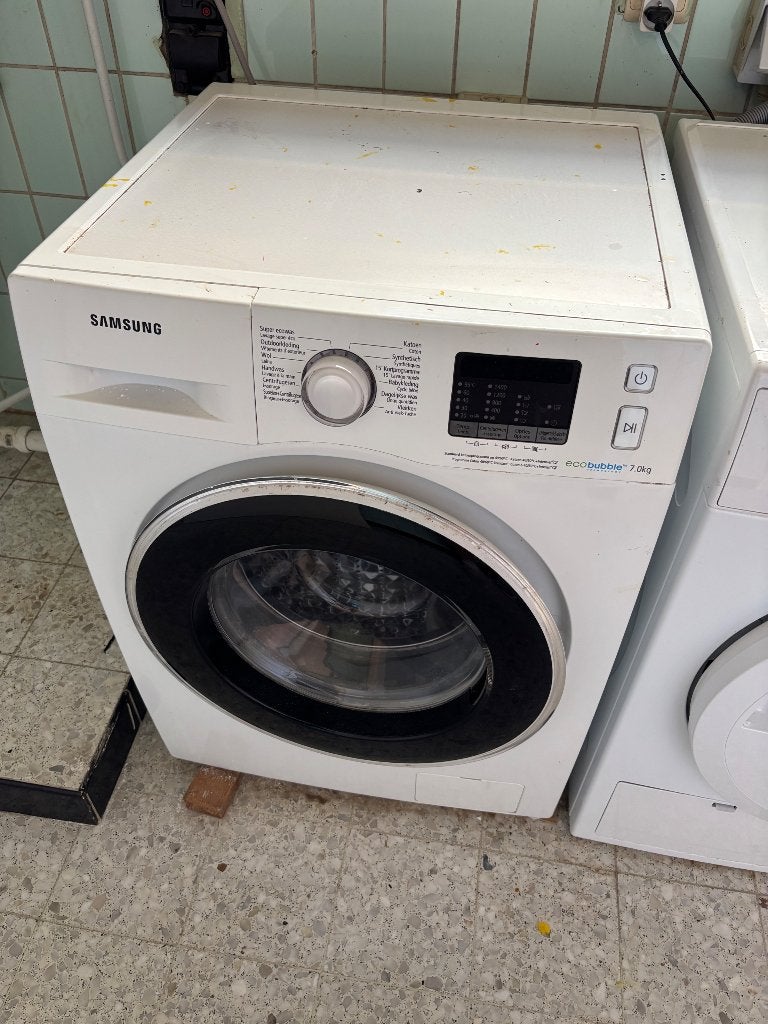 Samsung EcoBubble Wasmachine – 7 kg – 1400 tpm (WF71F5ECW4W), 1200 à 1600 tours, 6 à 8 kg, Chargeur frontal, Enlèvement