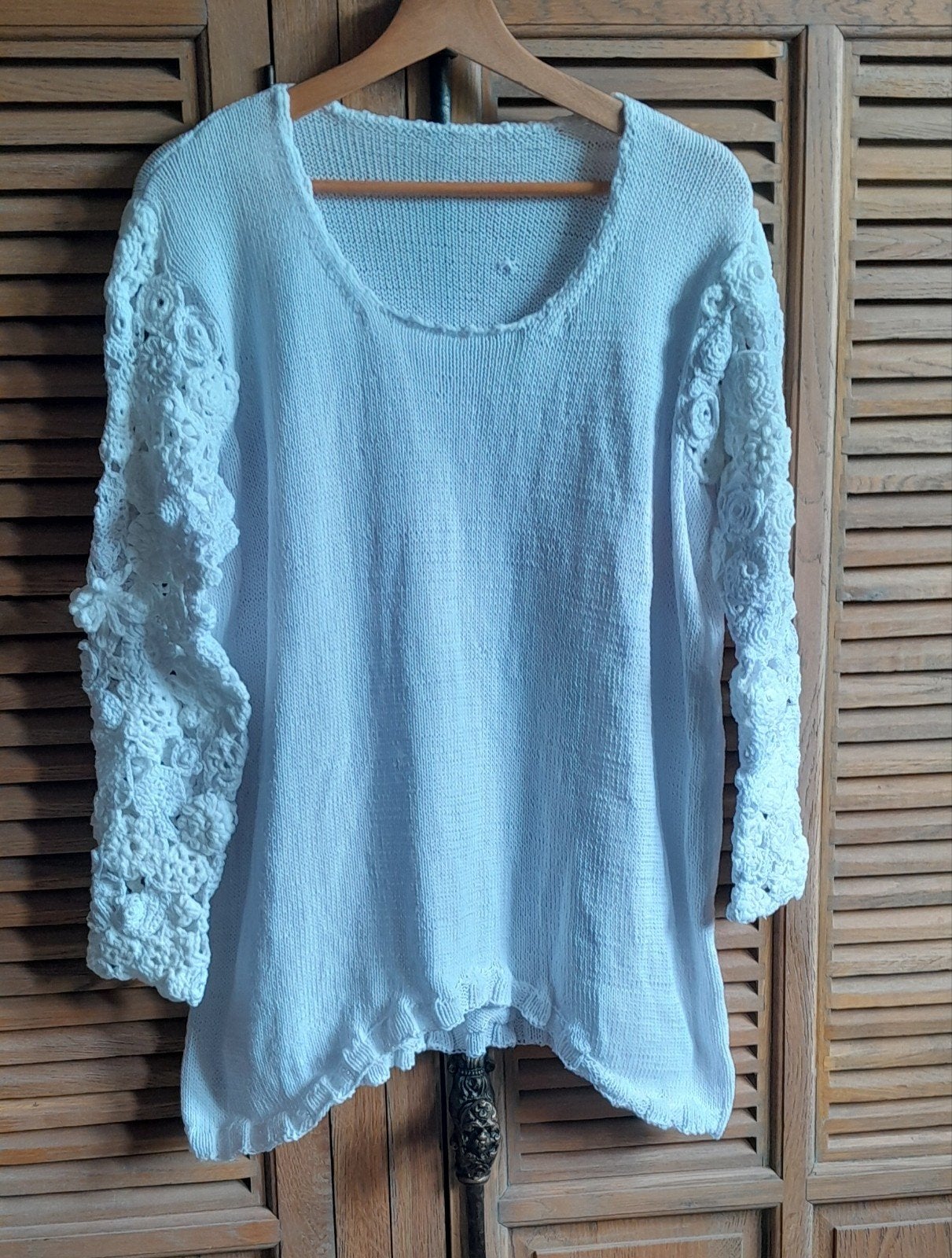 prachtige trui met gehaakte mouwen X.L., Ophalen of Verzenden, Blouse of Tuniek
